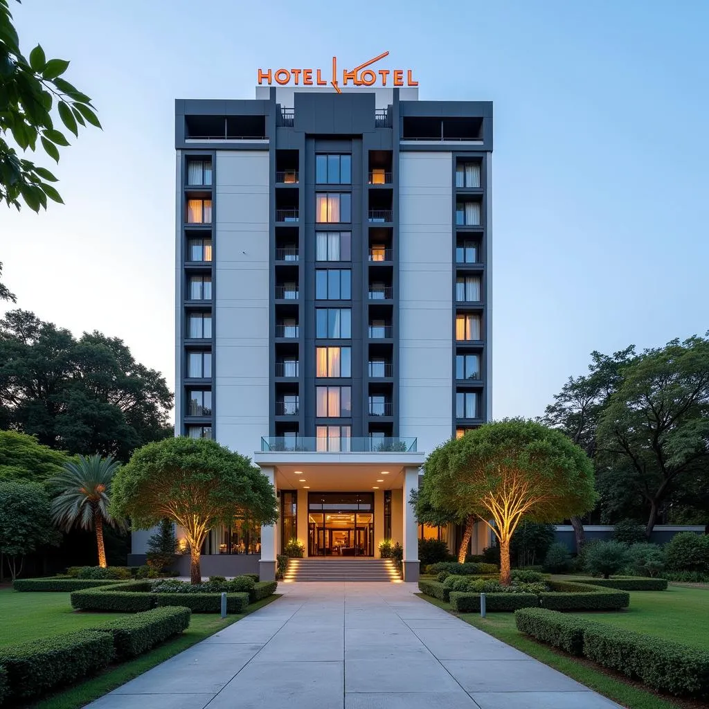 Modern hotel building with a welcoming entrance near Kolkata Airport