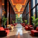 Luxurious lobby of a 4-star hotel near Mumbai airport