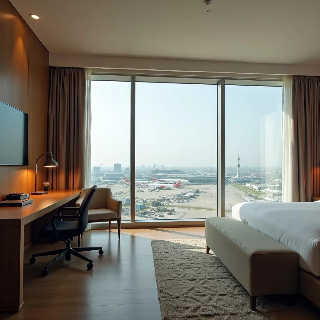 Modern hotel room with a view of the airport in Andheri East