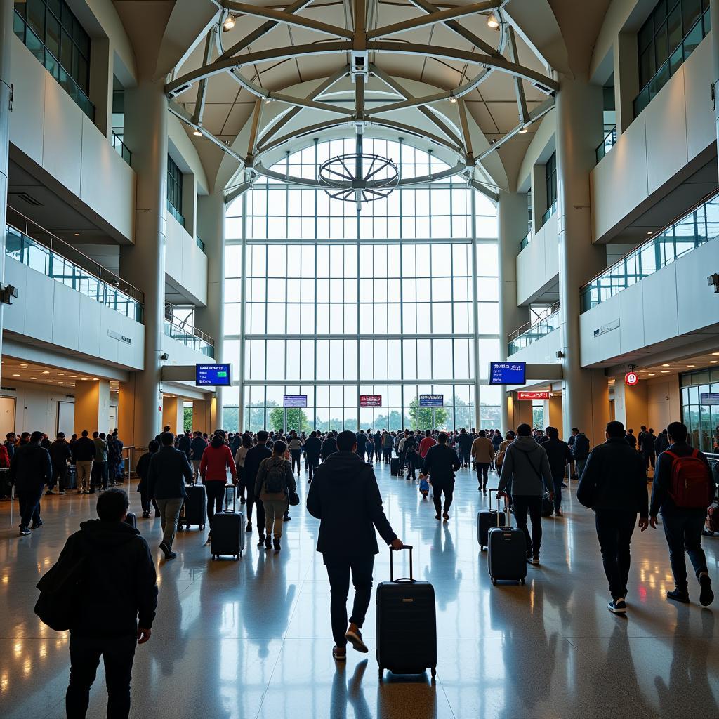 Passengers arriving at Hyderabad Airport