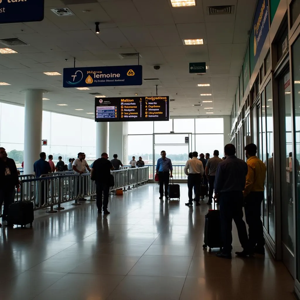 Image of the prepaid taxi stand at Hyderabad Airport