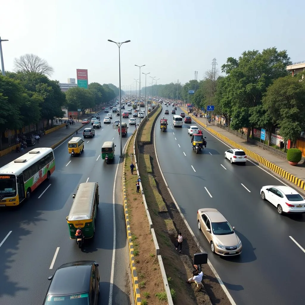 Traffic on International Airport Road, Hyderabad