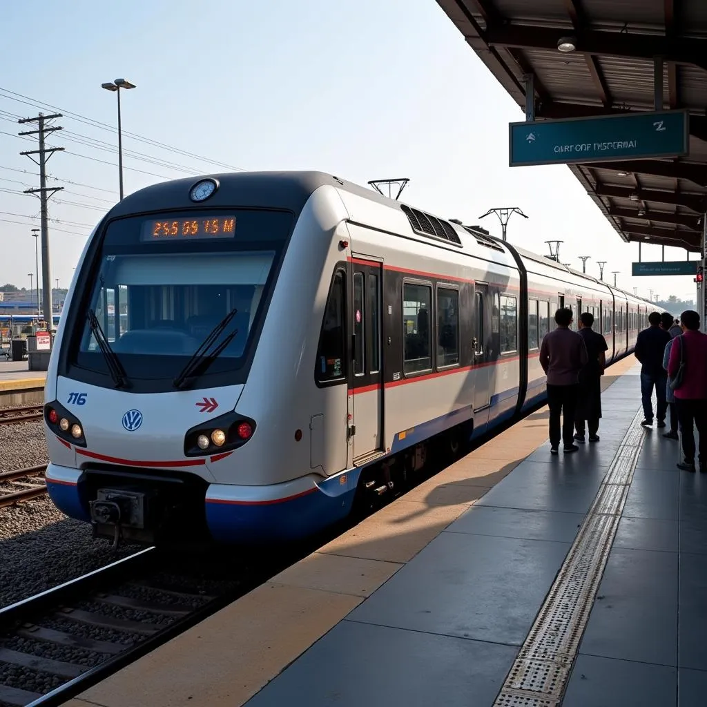 Hyderabad Metro train arriving at the airport station