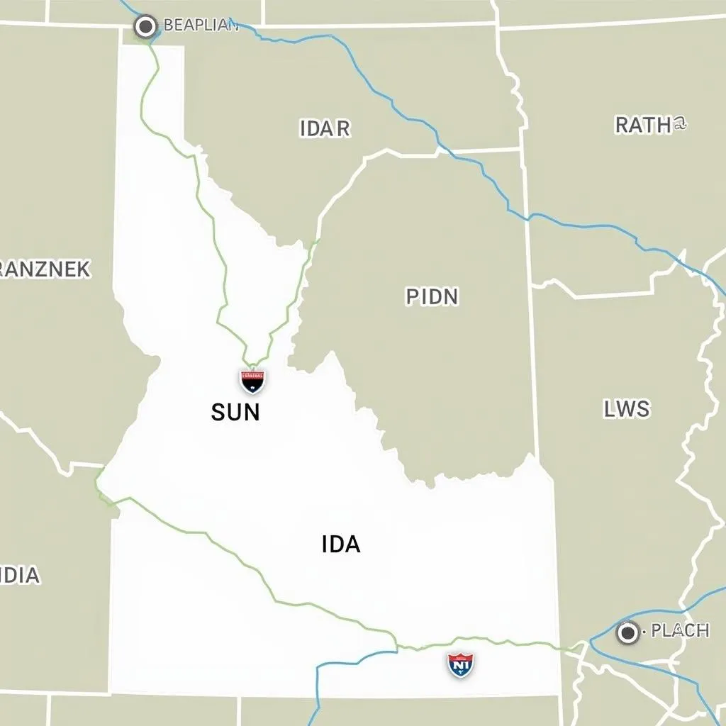 Map of Idaho Highlighting Regional Airports