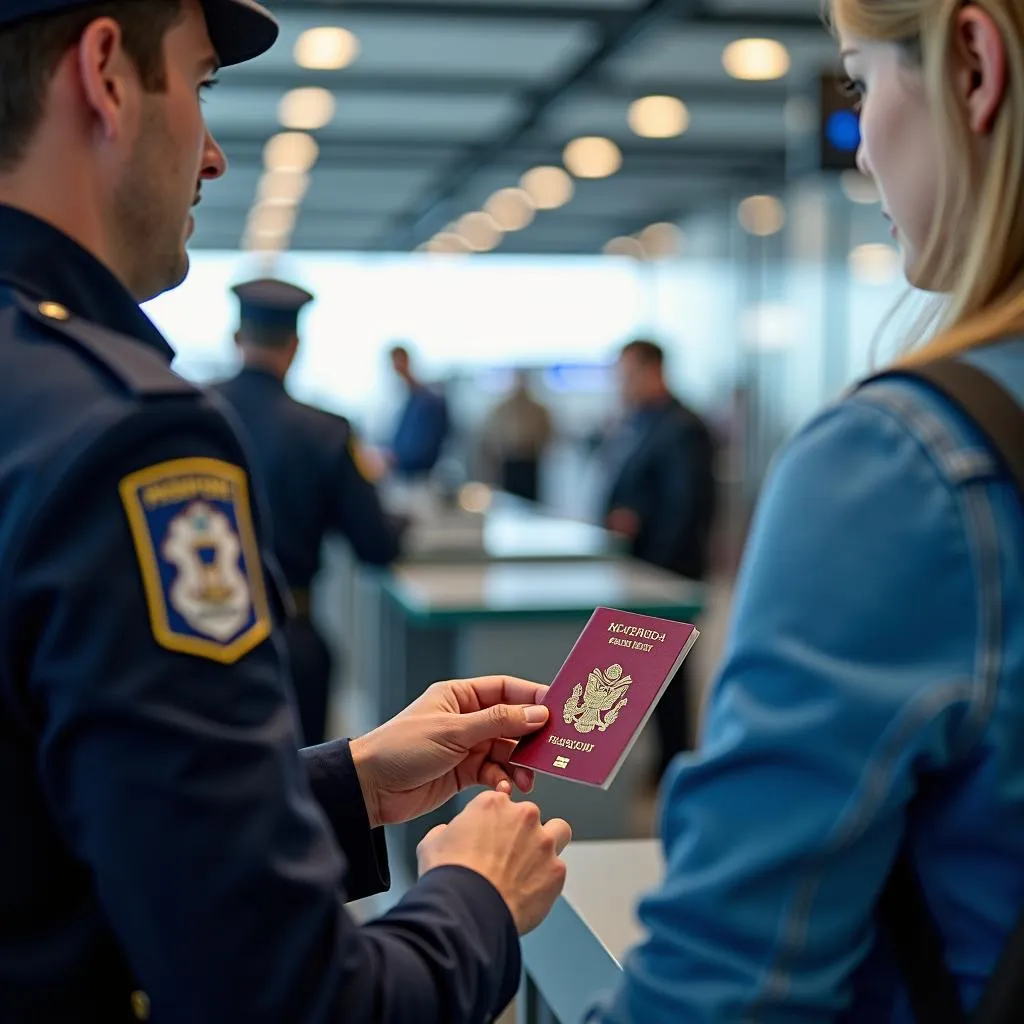 Immigration Officer Checking Passport