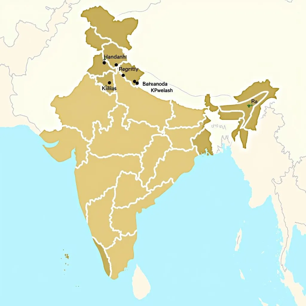 Map of international airports in India