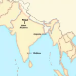 Map of India and Nepal with Airport Locations