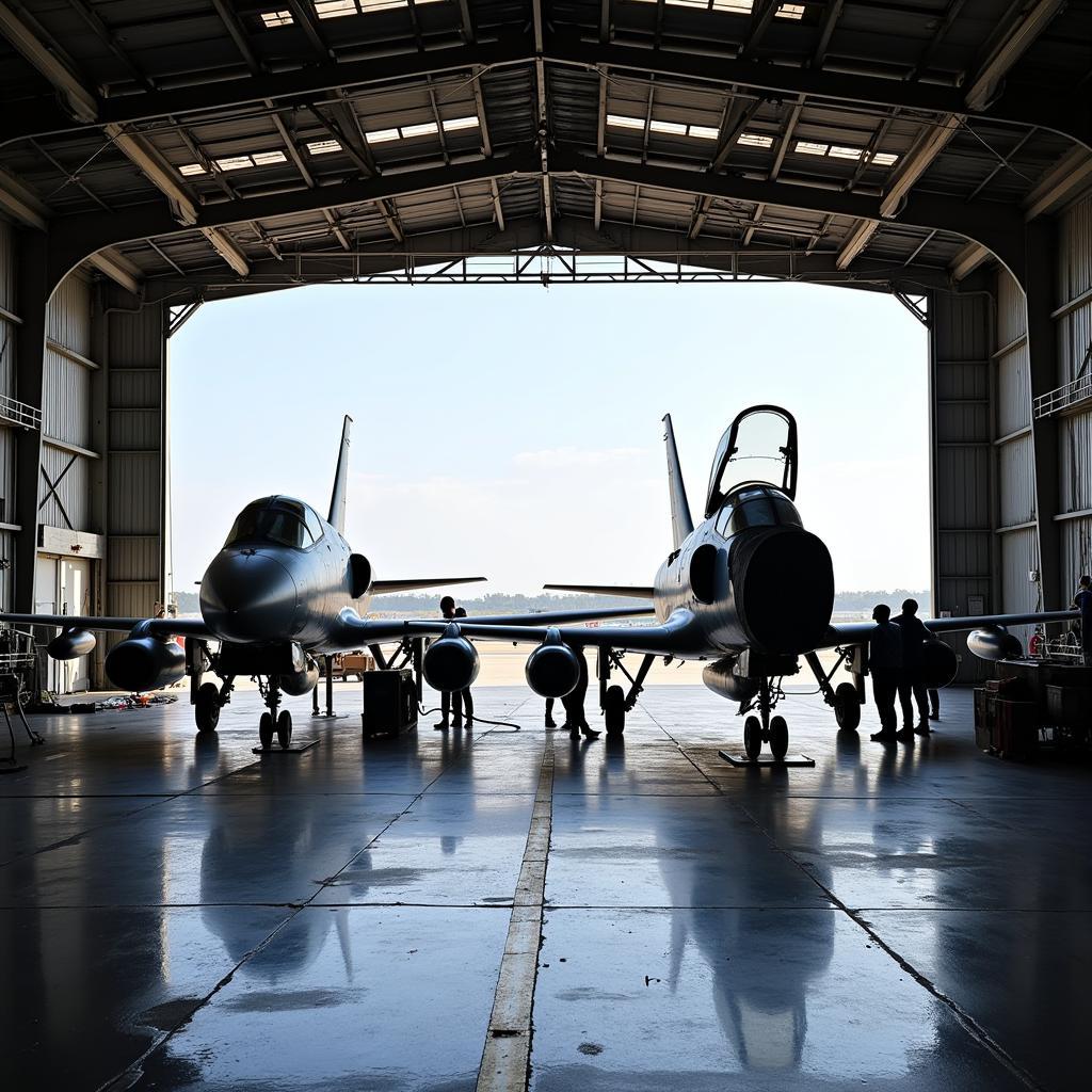 Maintenance hangar at INS Garuda, Kochi Naval Airport