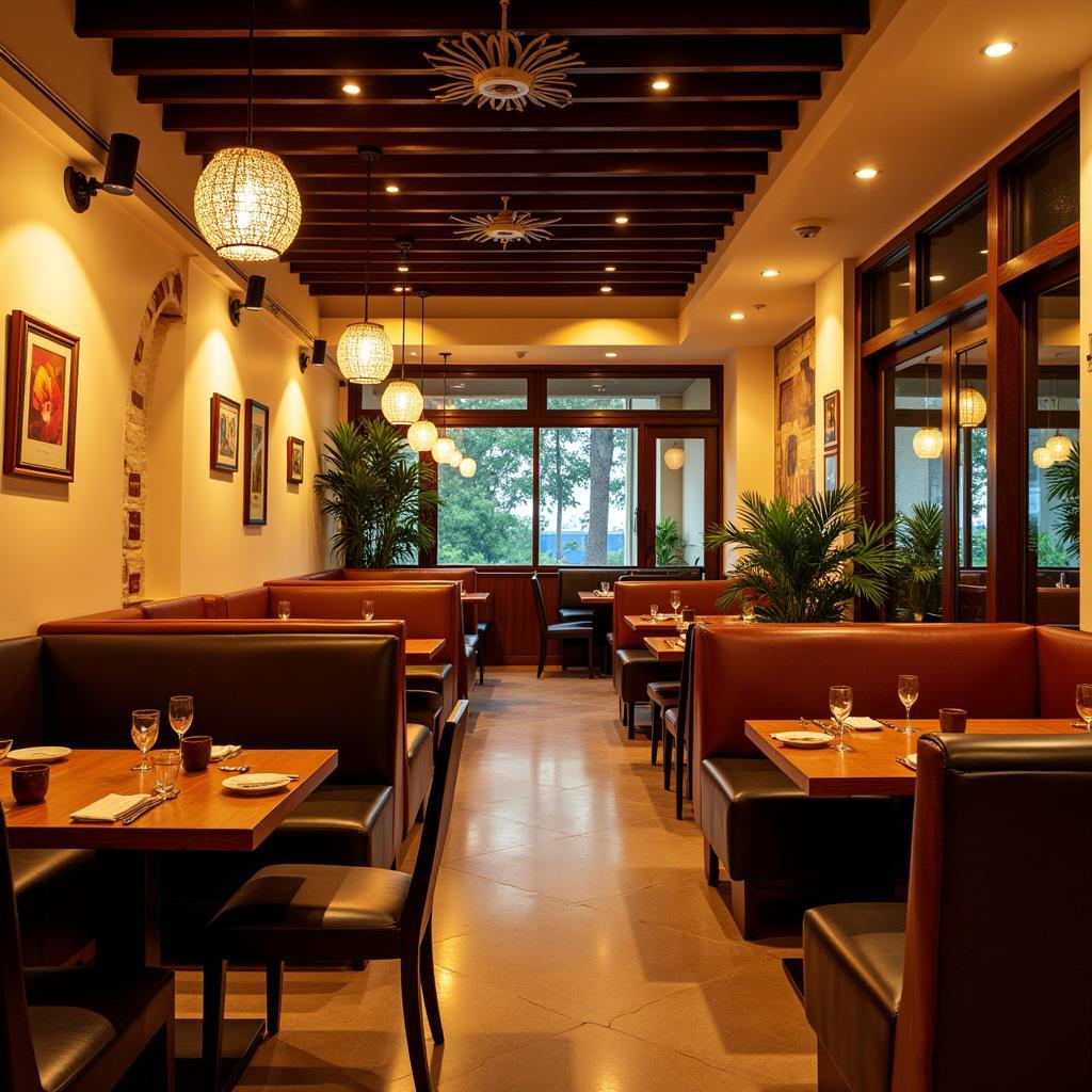 Interior of a Vegetarian Restaurant Near Mangalore Airport