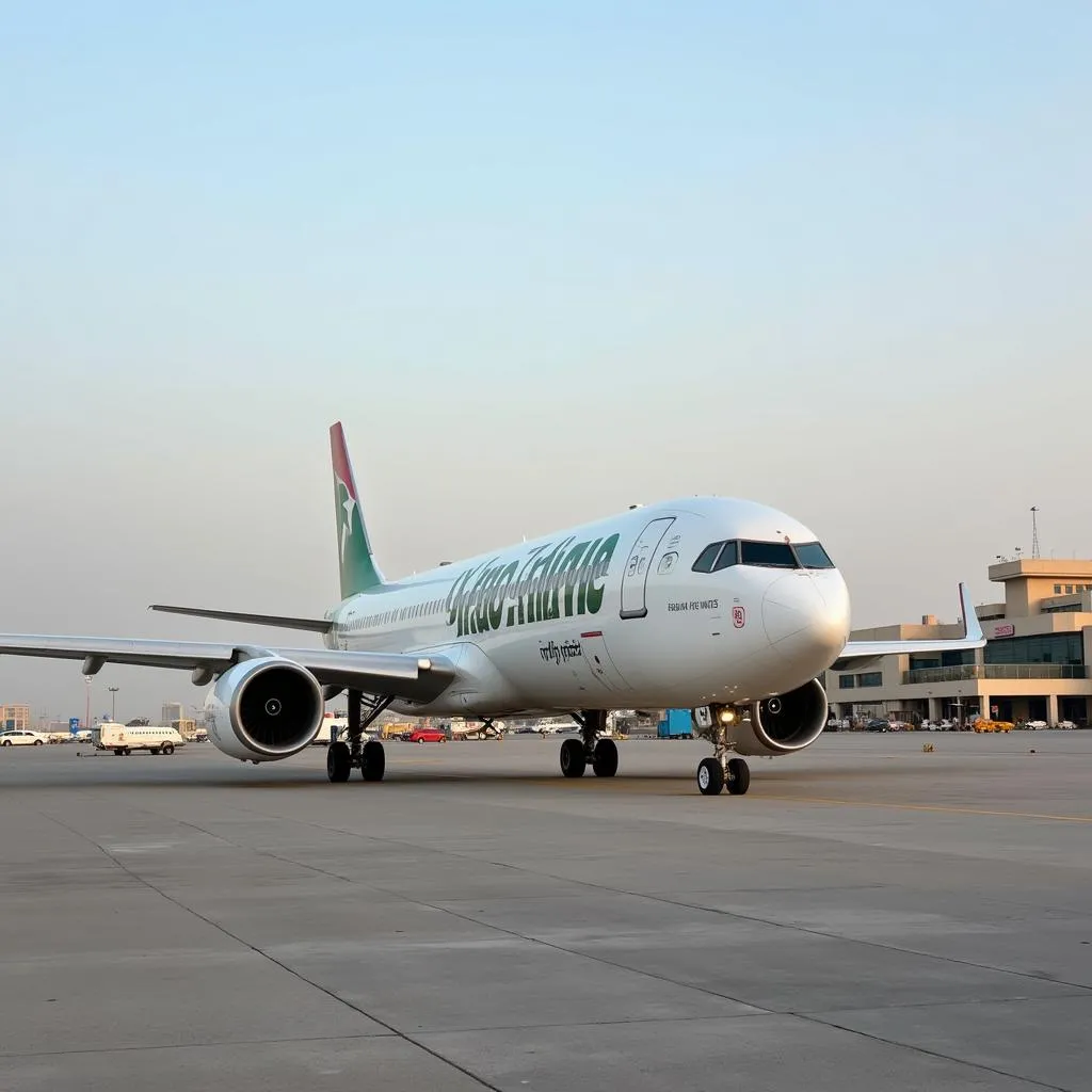 An Iraqi Airways aircraft parked at Baghdad International Airport