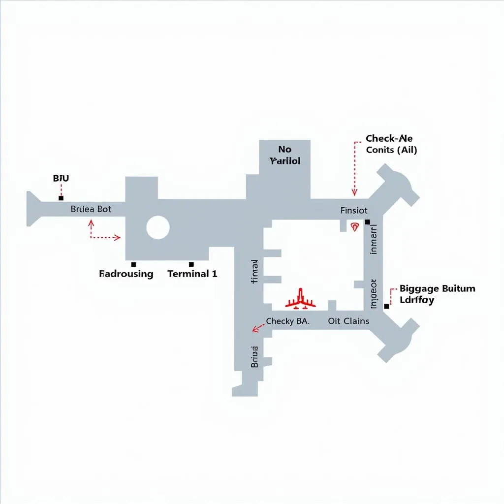 Terminal 1 Map: Domestic Flights and Other Services