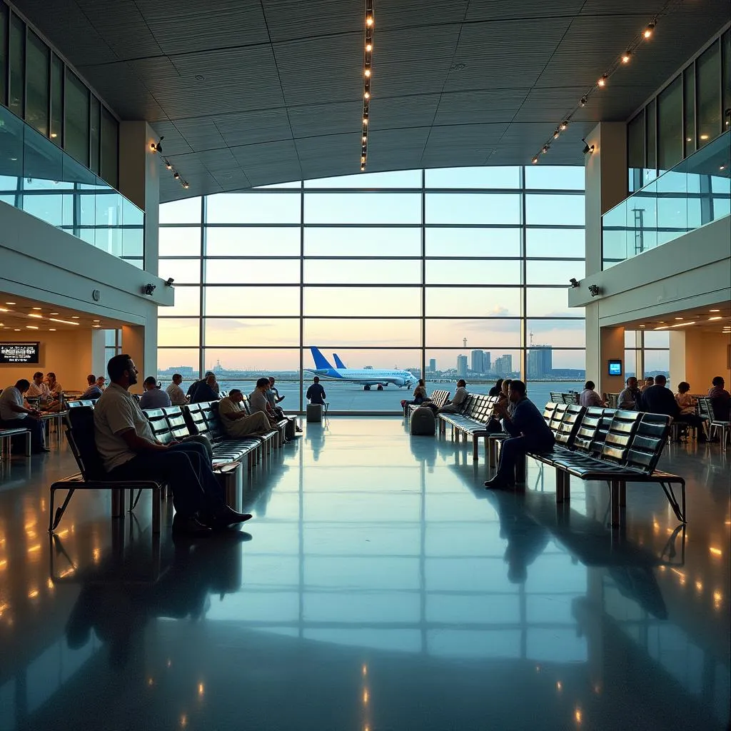 Spacious and well-lit interior of Jai Prakash Narayan International Airport