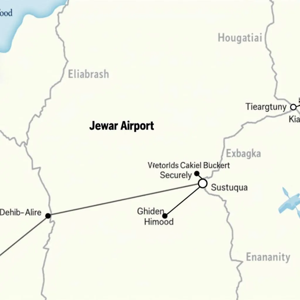 Map highlighting the location of Jewar Airport in relation to Delhi and other major cities