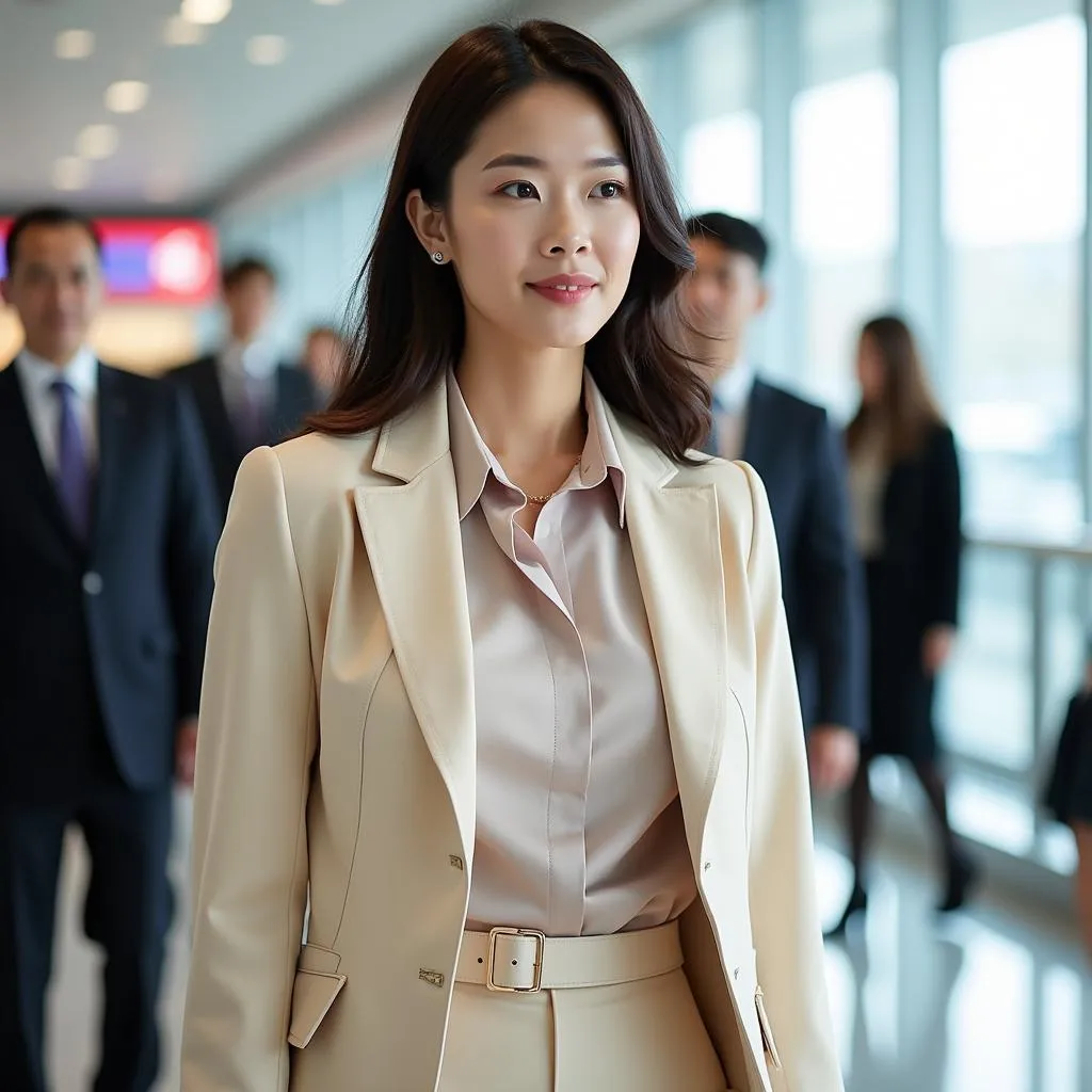 Kim Ji-soo's elegant and charming airport style