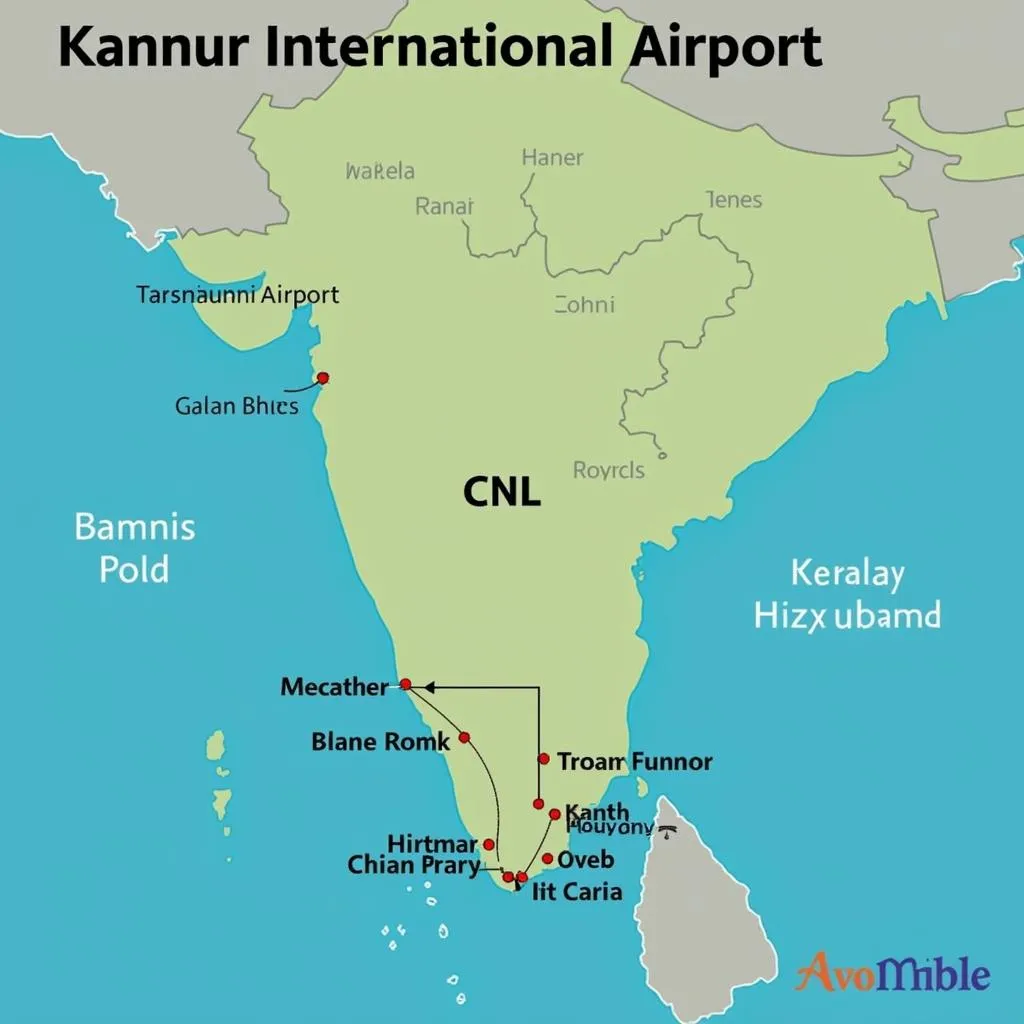 Kannur International Airport on a map