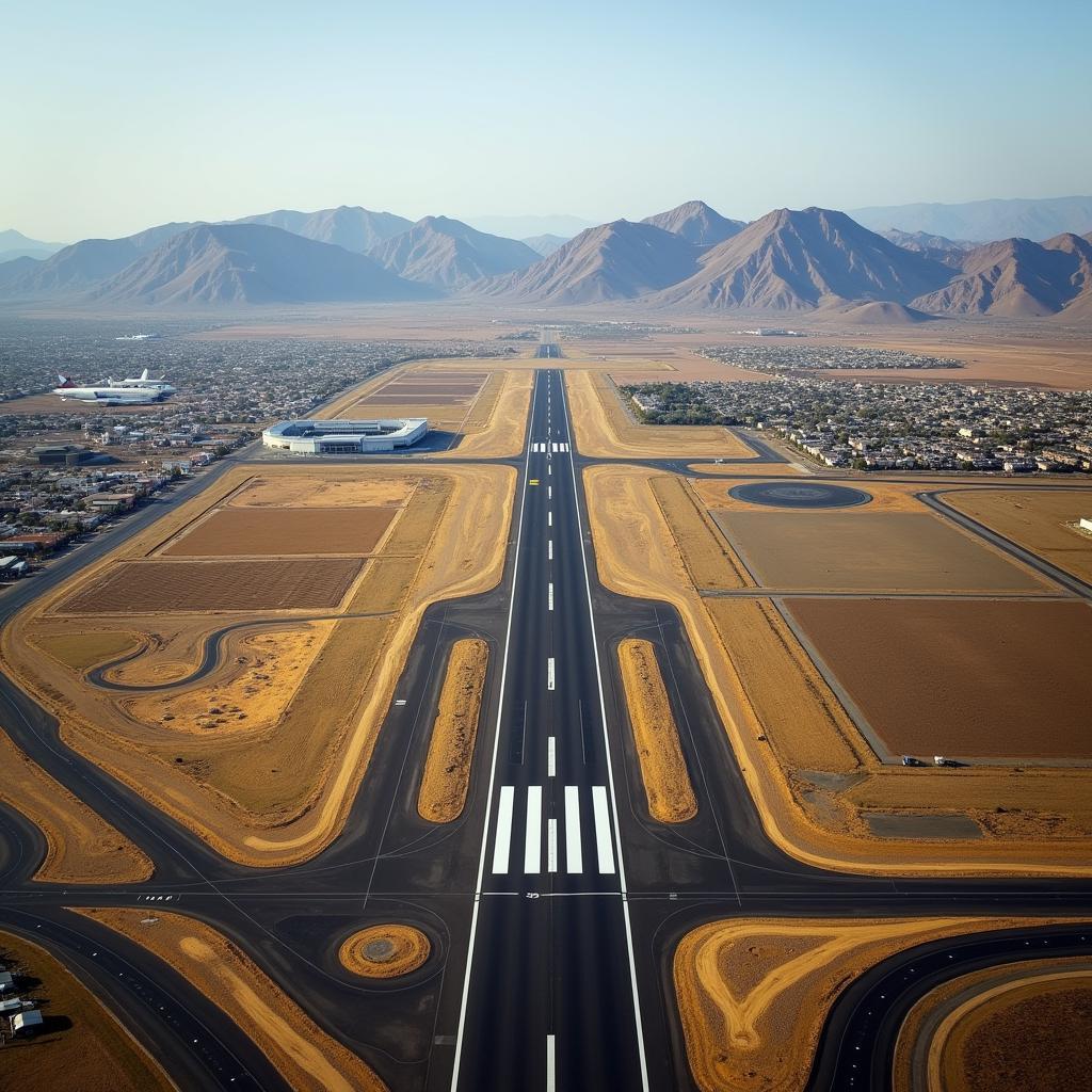 Karad Airport: An aerial perspective showcasing the runway and terminal building.