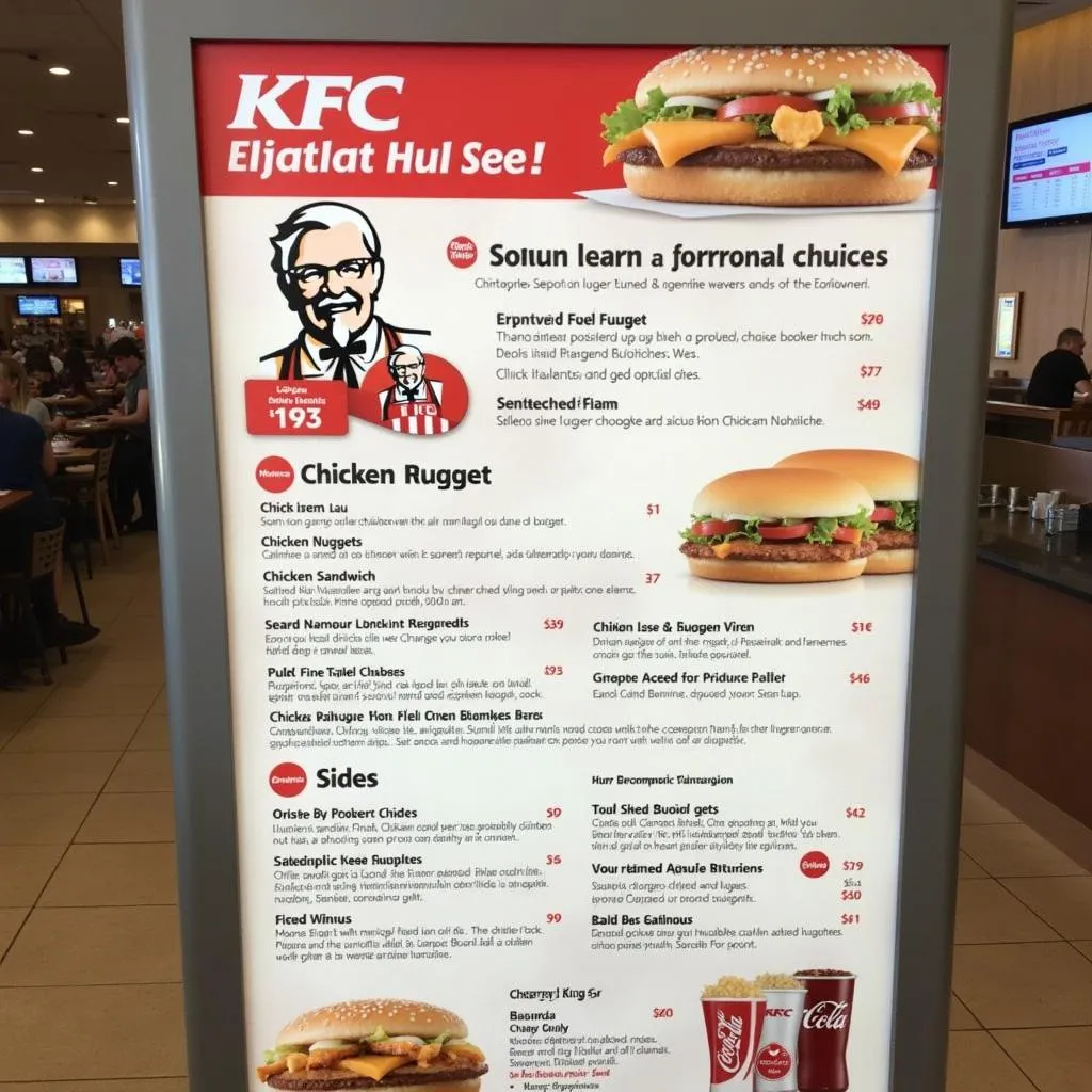 KFC Menu for Airport Travelers