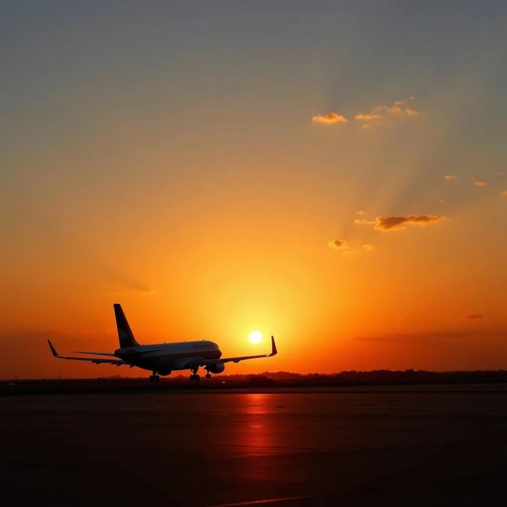 Khajuraho Airport with Airplane Taking Off