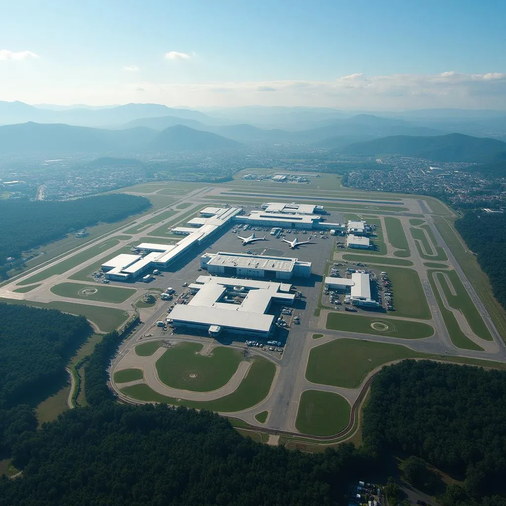 Aerial perspective of Kochi Airport's layout