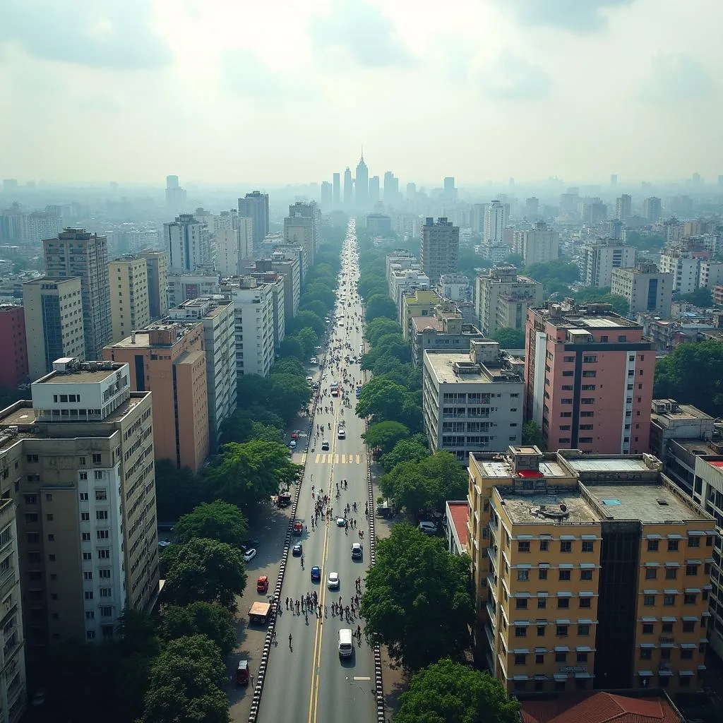 View of Kolkata city from a hotel room near Dum Dum Airport