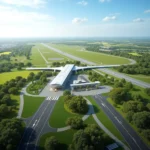 Aerial view of Kothagudem Airport showcasing its modern design and infrastructure.