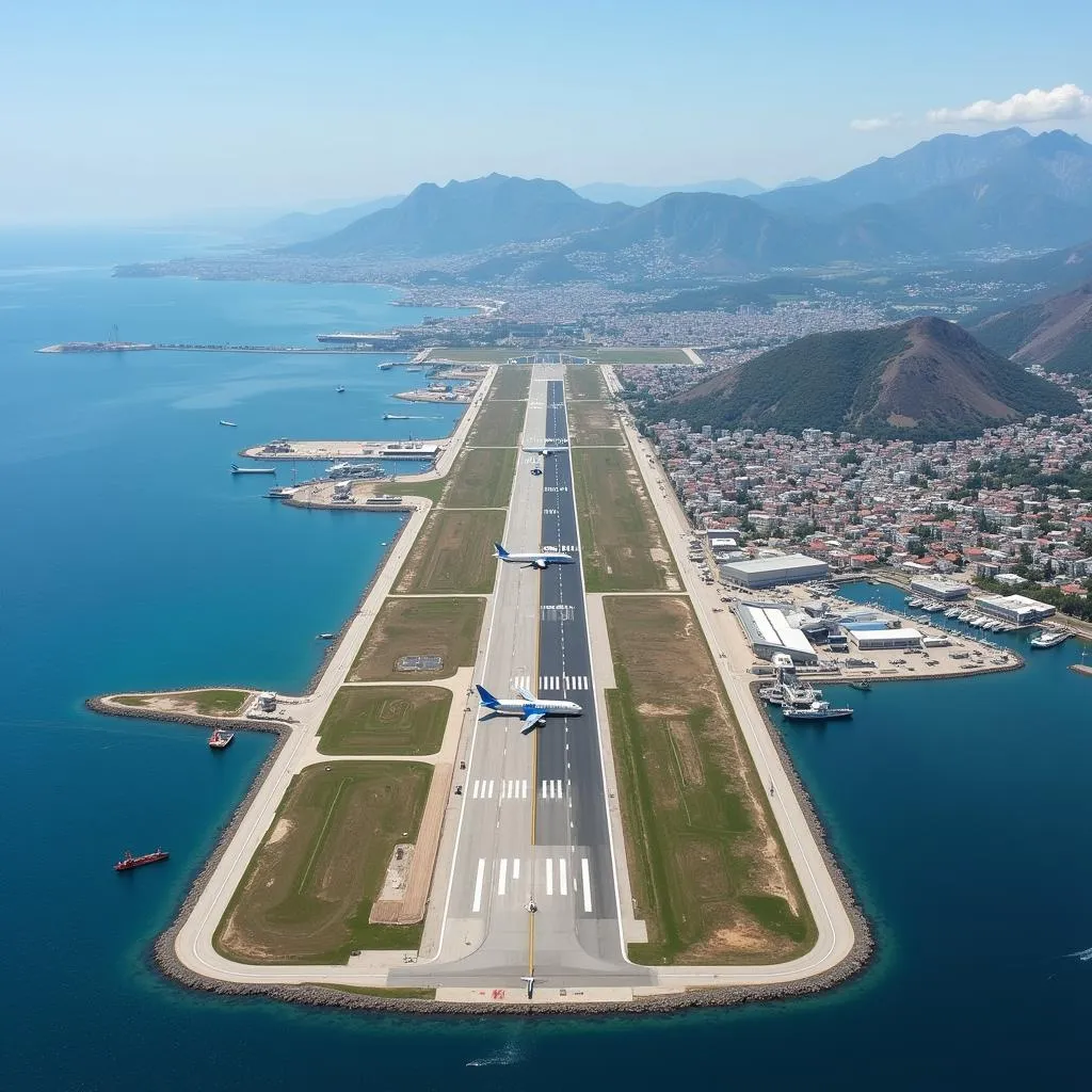 Aerial View of Kusadasi Airport Runway