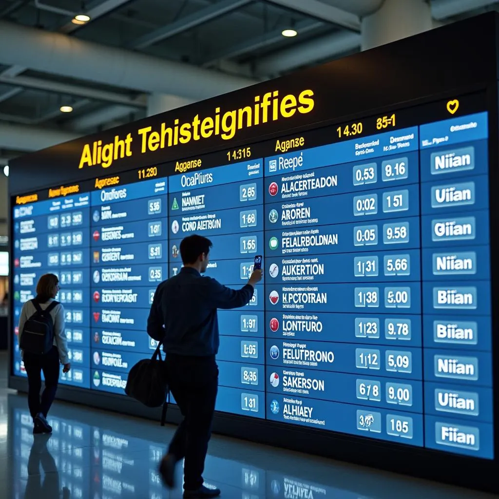 Lombok International Airport flight information board