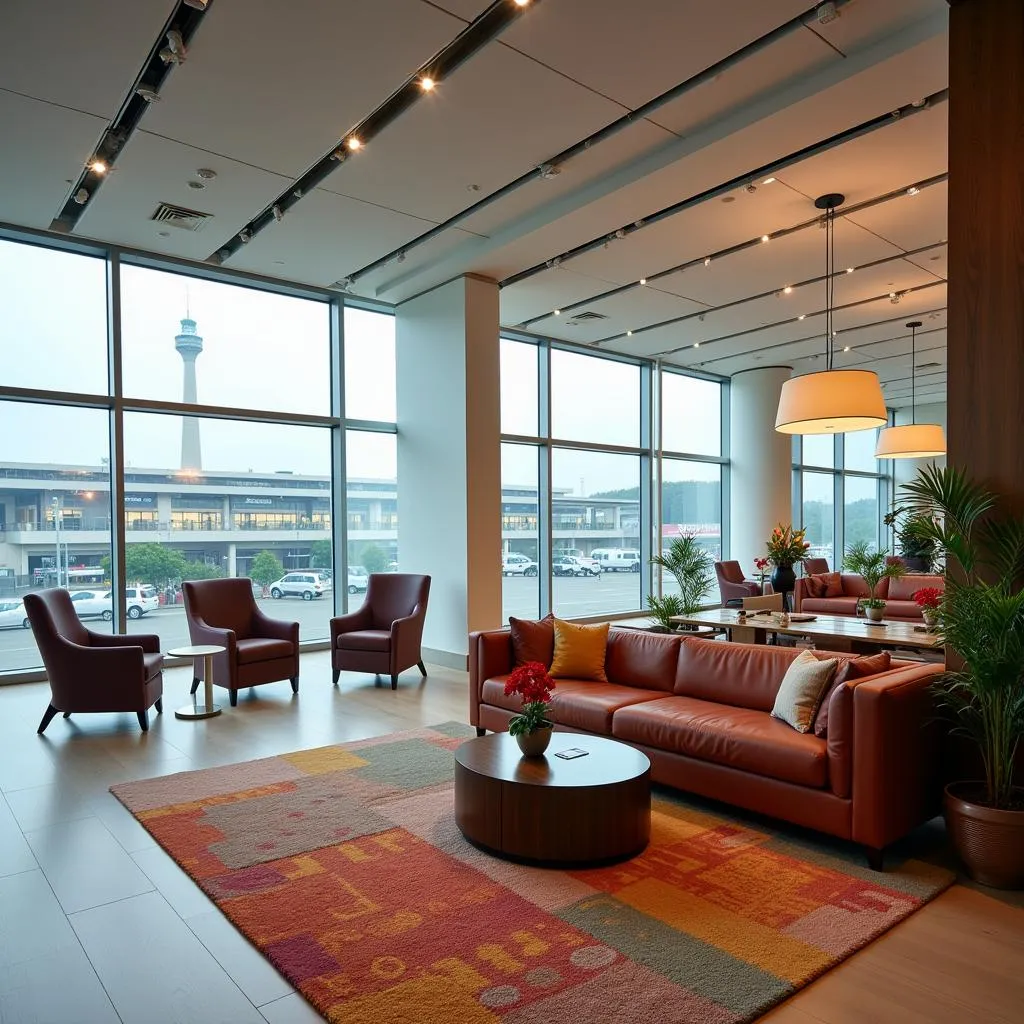 Comfortable seating area in a Lucknow Airport lounge