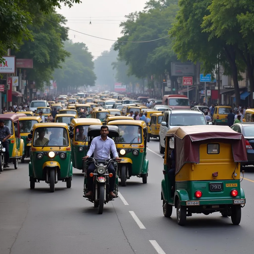 Busy Street Scene in Lucknow