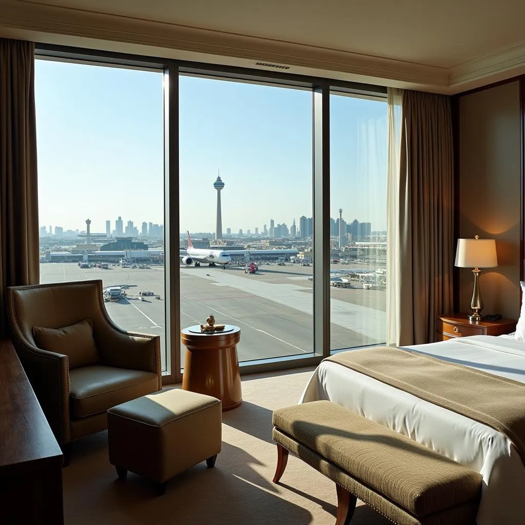 Luxury Hotel Room with Dubai Airport View