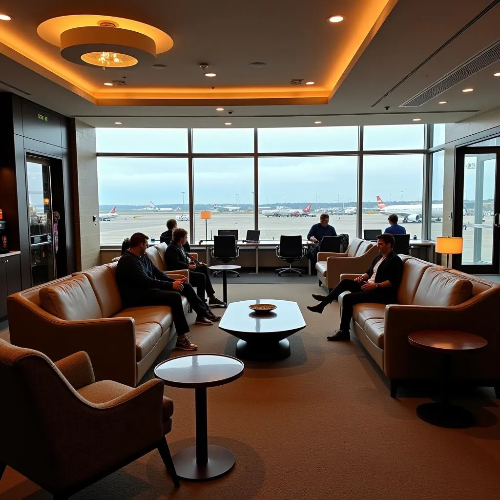 Comfortable seating area in an airport lounge at Mangalore International Airport