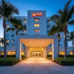 Modern Marriott hotel exterior near Miami Airport