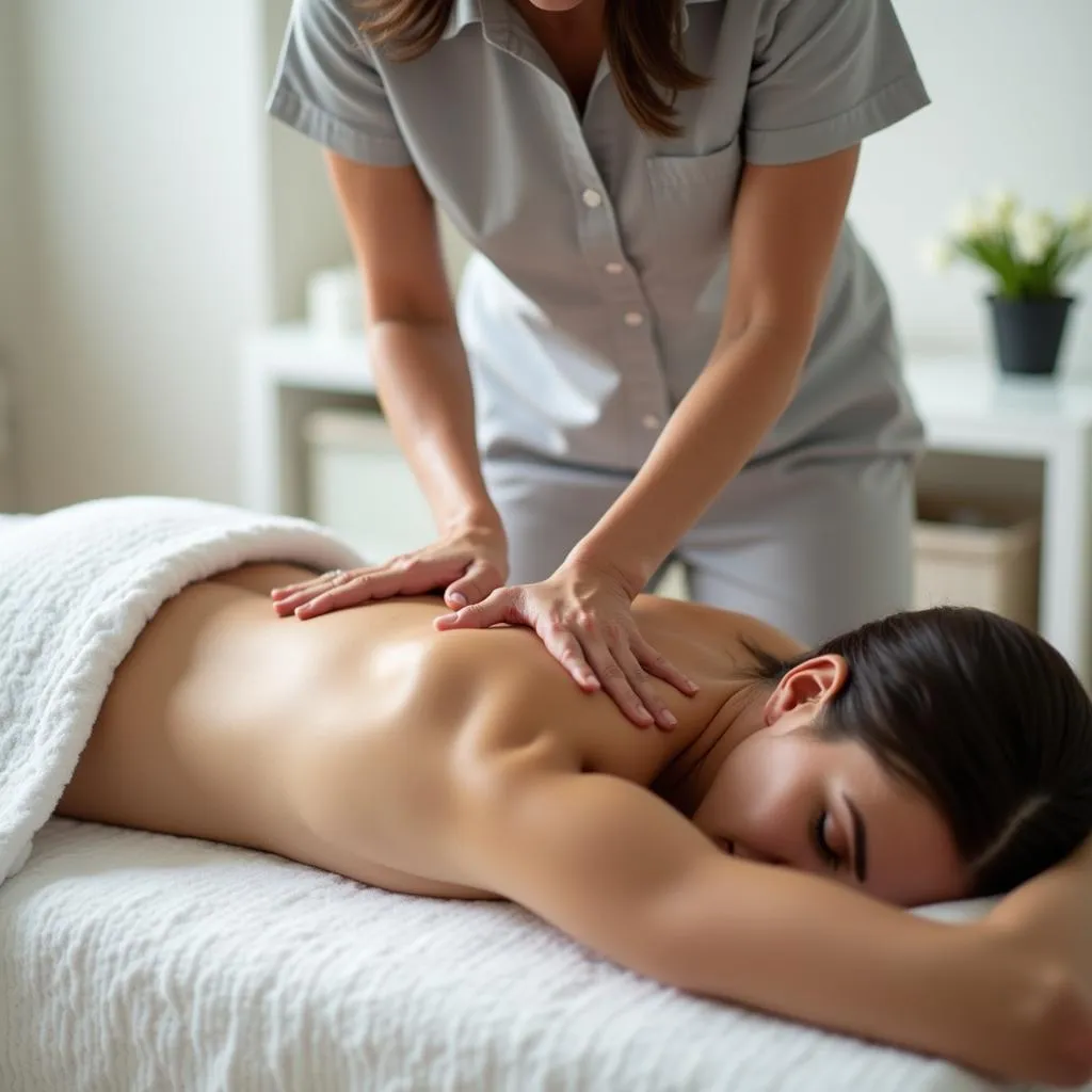 Massage Therapist Working on a Client's Back