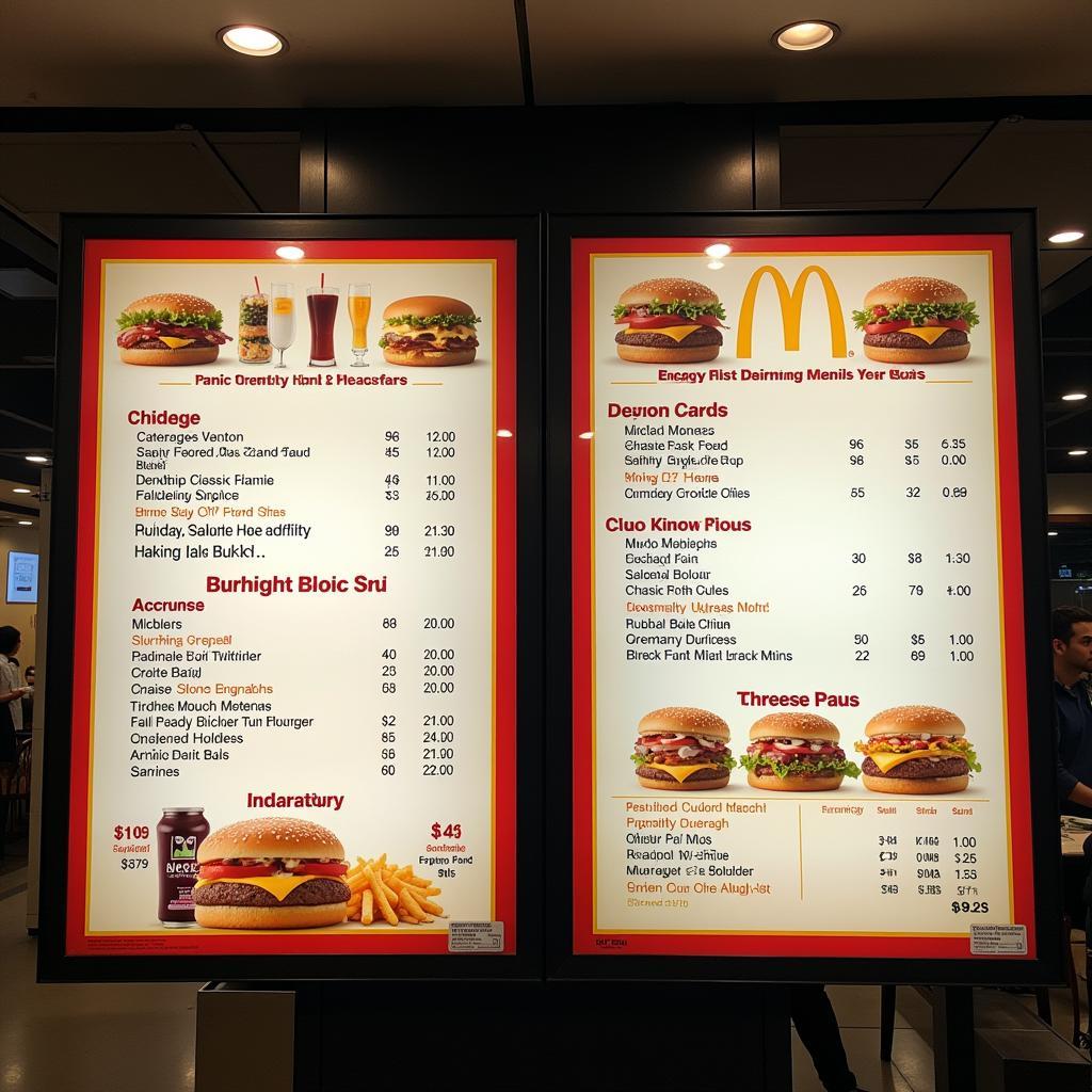 McDonald's menu at Mumbai Airport