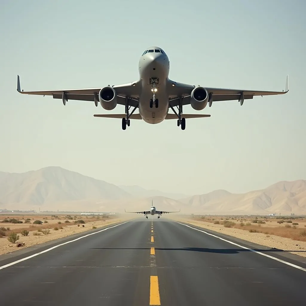 Military aircraft being deployed from a &quot;porn airport&quot; design airfield