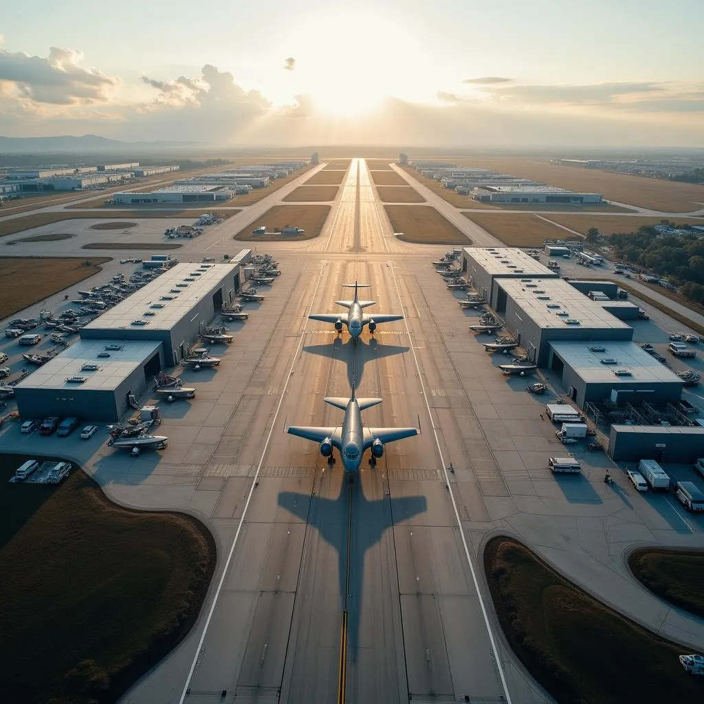 Aerial View of a Military Airport