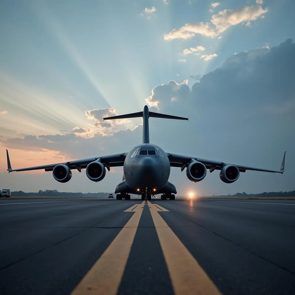 Military Transport Aircraft on Runway