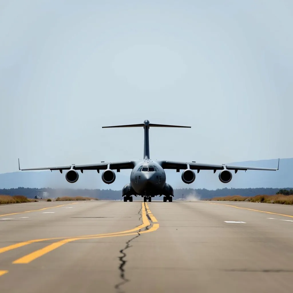 Military Transport Aircraft on Runway