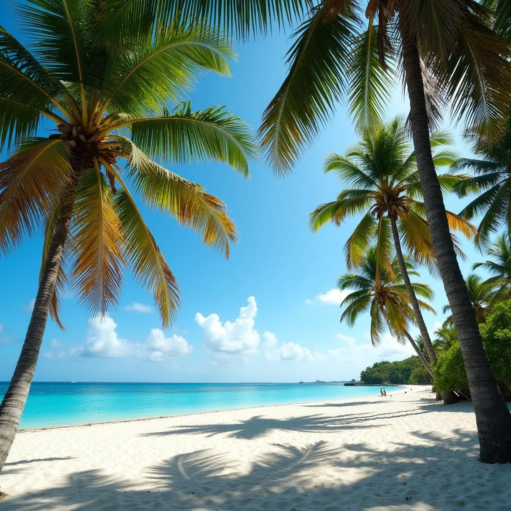 Minicoy Island Beach with Palm Trees