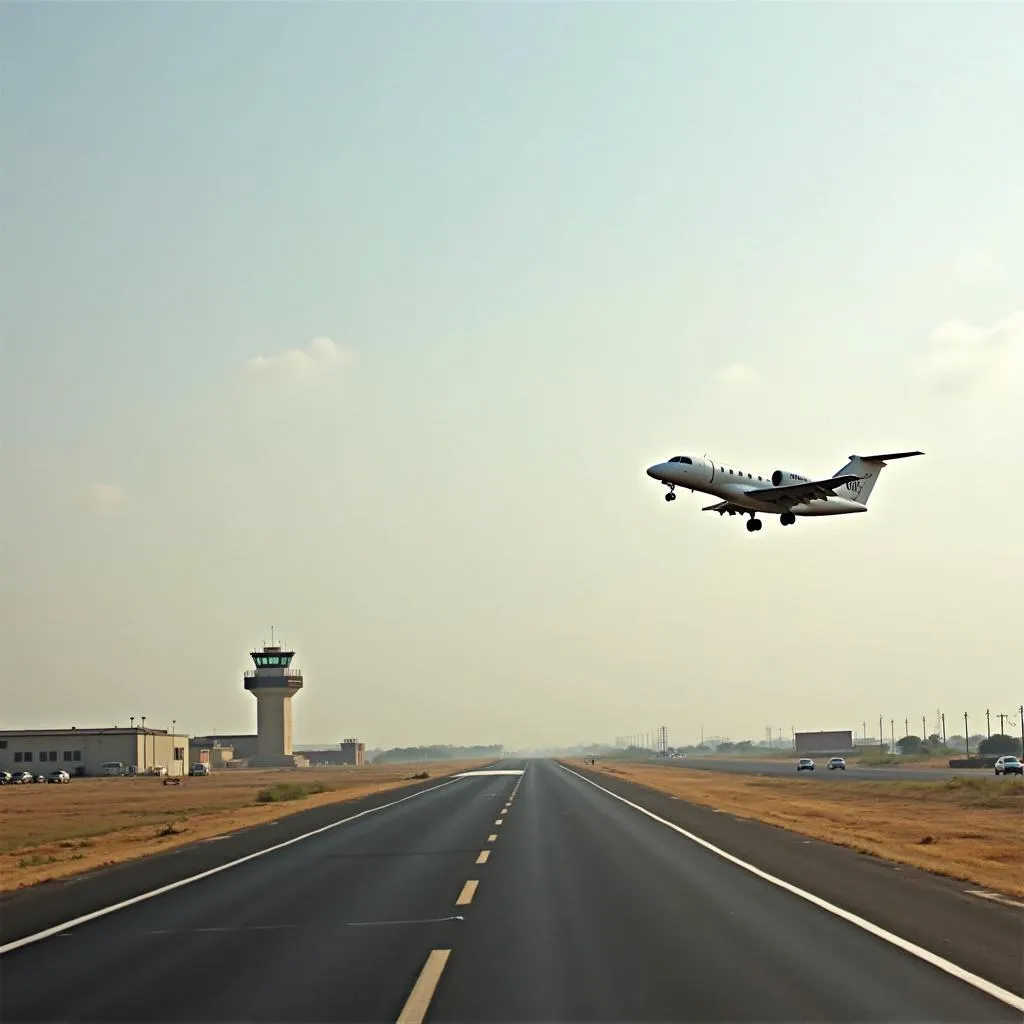 Aircraft taking off from Mogadishu Airport runway