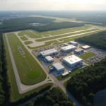 Aerial view of Monroe NC Regional Airport