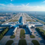 Aerial view of Montreal International Airport