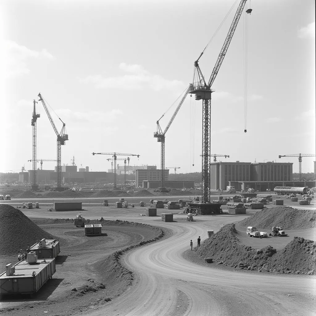 Historical photo of Montreal Mirabel Airport under construction