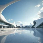 Modern architecture of Montreal Mirabel Airport terminal