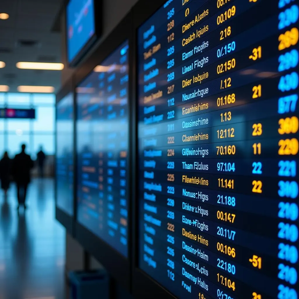 Flight Departure Information Displayed on a Screen at MSN Airport