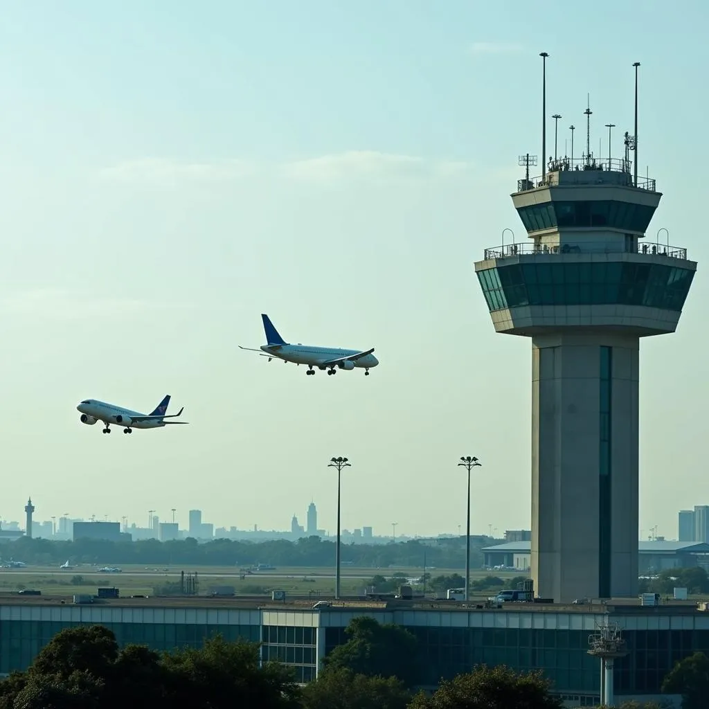 Mumbai Airport Control Tower Managing Air Traffic