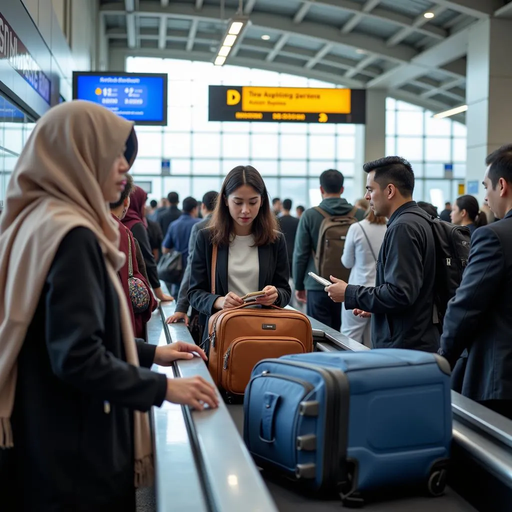 Passengers Passing Through Muscat Airport Security Checkpoint