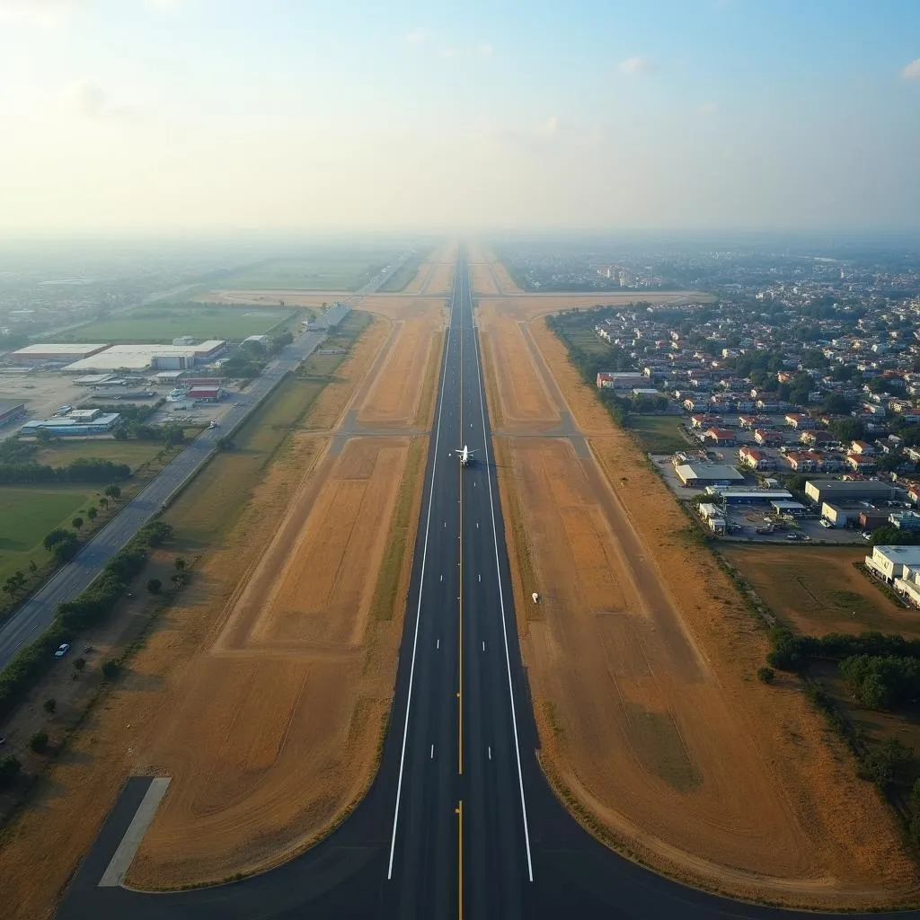 Aerial view of Navsari Airport runway and surroundings