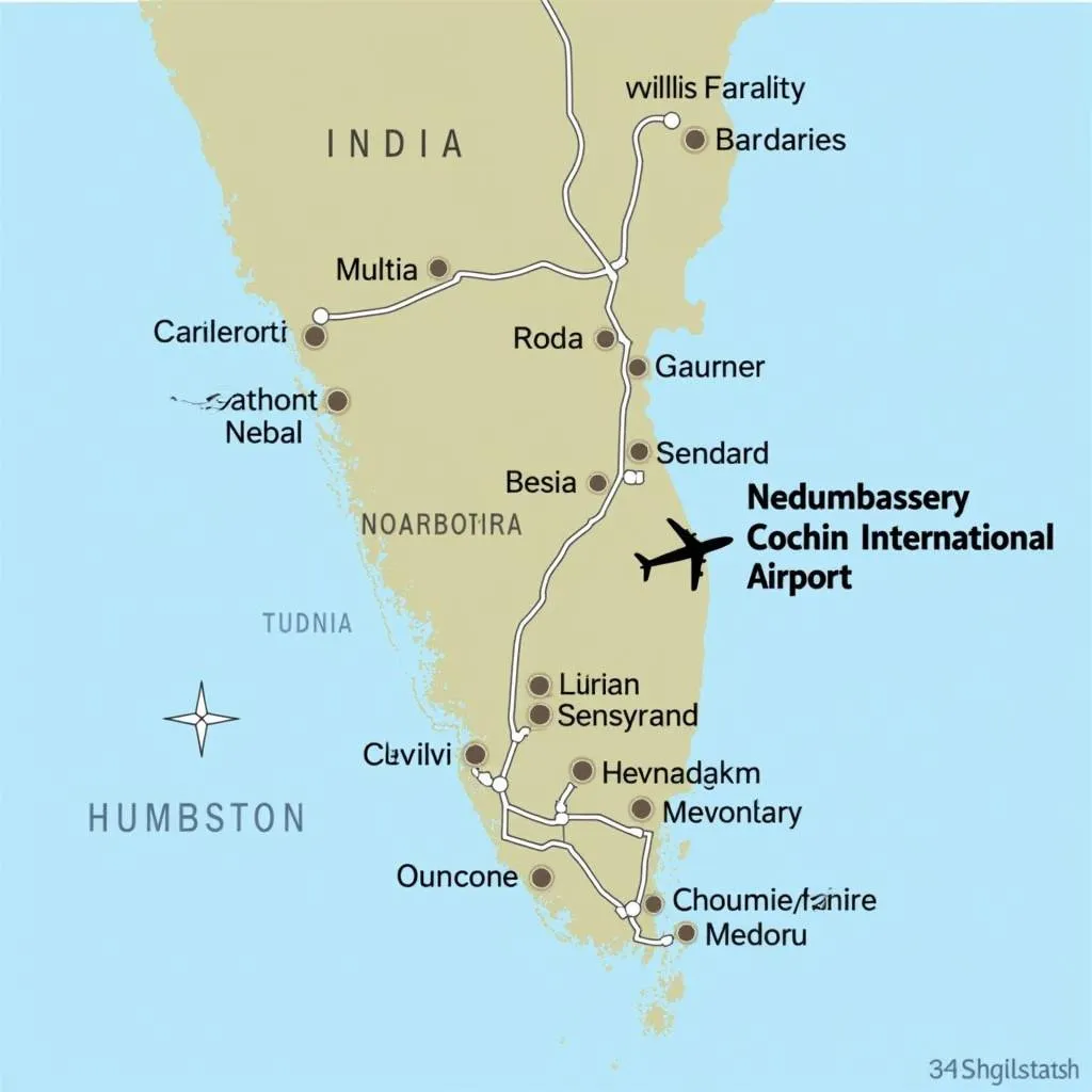 Map showing Nedumbassery Airport location