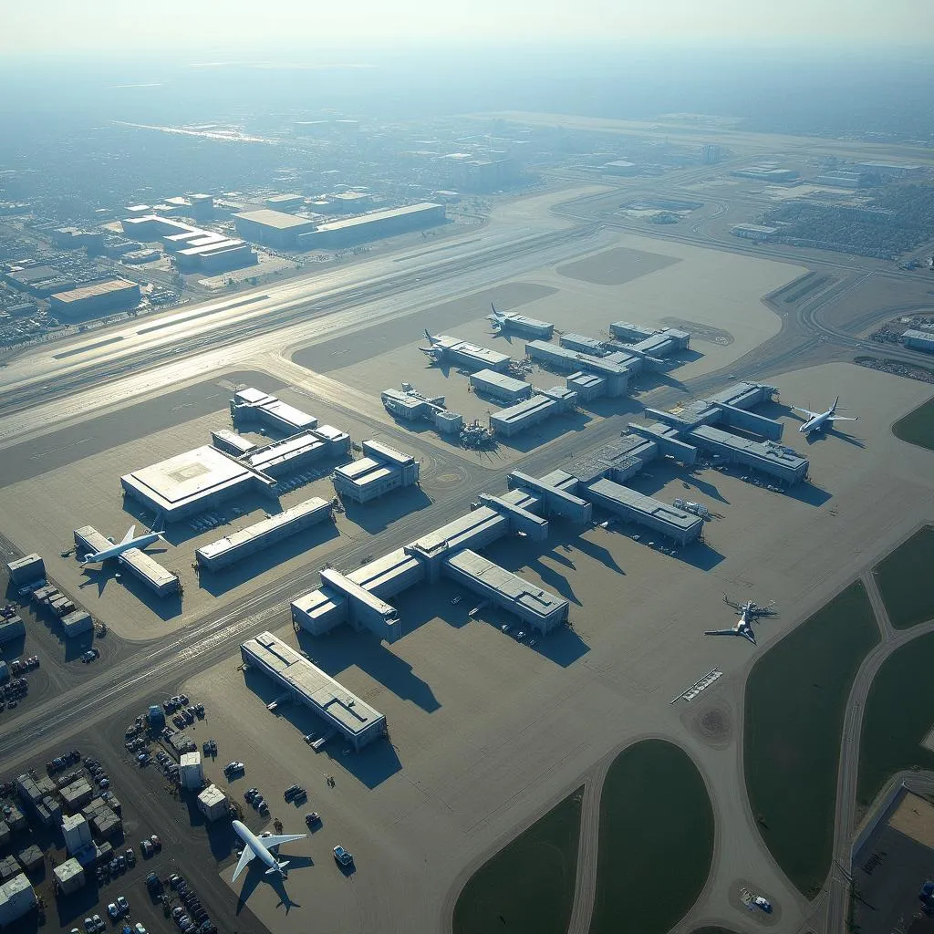 Aerial view of the New Pune International Airport and surrounding infrastructure